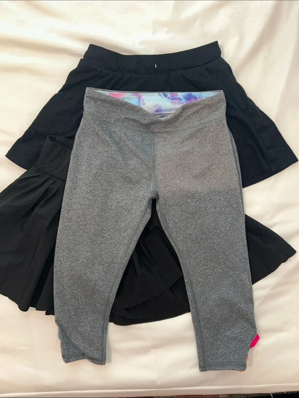 Justice Black and Gray Active Leggings and Skater Skirt Set